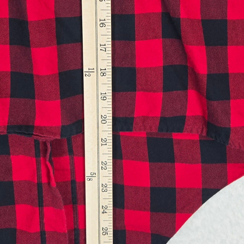 Madewell Buffalo Check Flannel Shirt Women M Red Black Plaid Tie Front Button Up - Picture 10 of 14